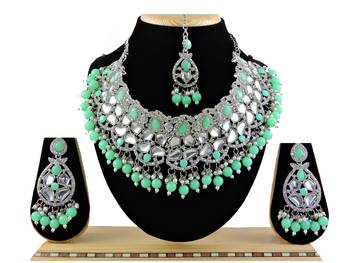 Green designer function wear ad necklace set 1