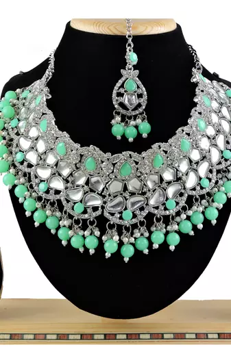 Green designer function wear ad necklace set