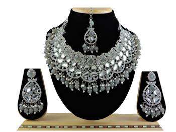Grey designer function wear ad necklace set 1