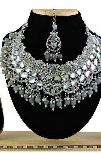 Grey designer function wear ad necklace set
