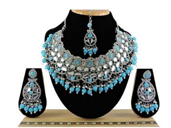 Turquoise designer function wear ad necklace set 1