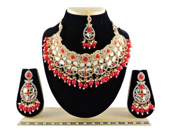 Red designer function wear ad necklace set 1