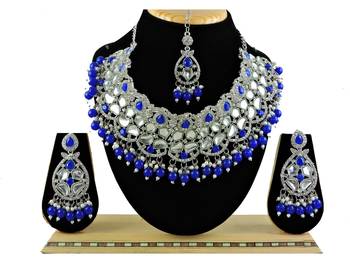 Blue designer function wear ad necklace set 1