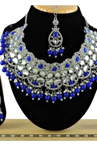 Blue designer function wear ad necklace set