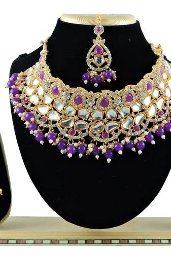 Purple designer function wear ad necklace set