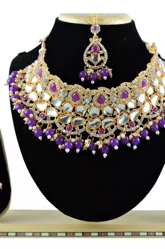 Purple designer function wear ad necklace set