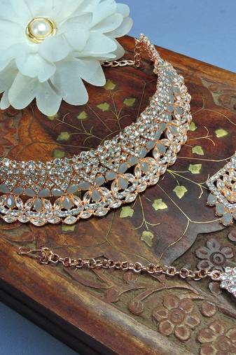 Grey designer function wear ad necklace set