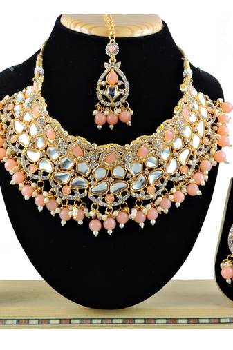 Orange designer function wear ad necklace set