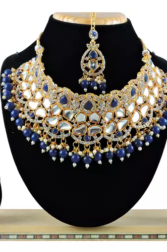 Blue designer function wear ad necklace set