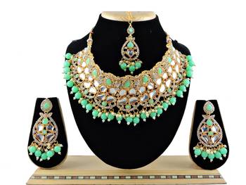 Green designer function wear ad necklace set 1