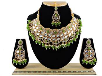 Green designer function wear ad necklace set 1