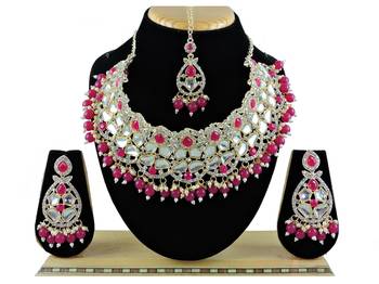 Red designer function wear ad necklace set 1