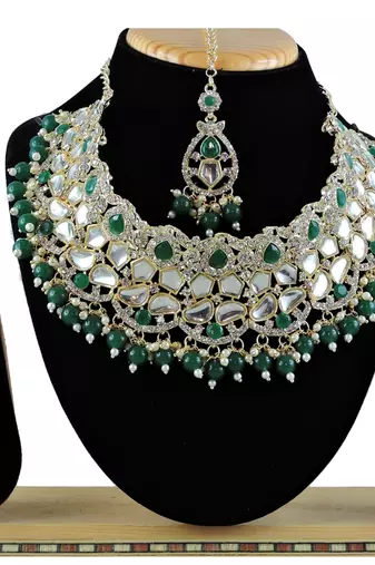 Green designer function wear ad necklace set