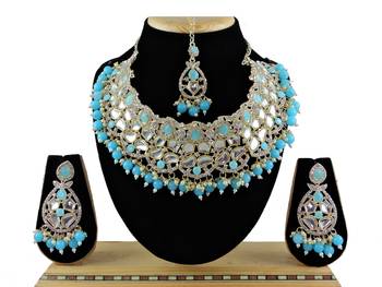Turquoise designer function wear ad necklace set 1