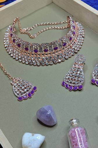 Purple designer function wear ad necklace set