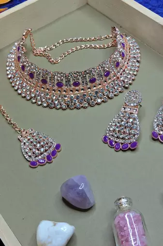 Purple designer function wear ad necklace set