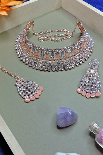 Orange designer function wear ad necklace set