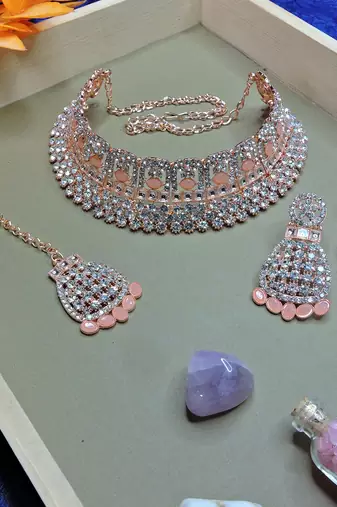Orange designer function wear ad necklace set