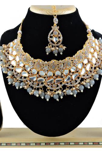 Grey designer function wear ad necklace set