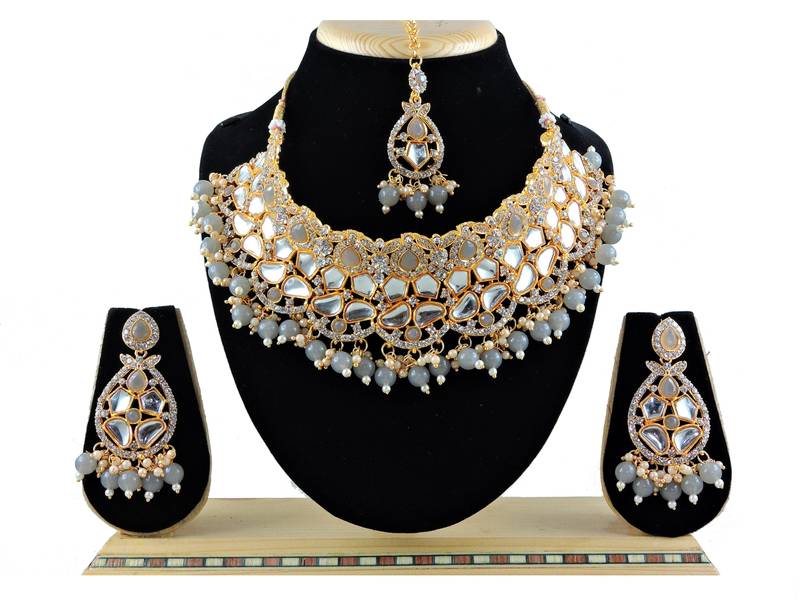 Grey designer function wear ad necklace set