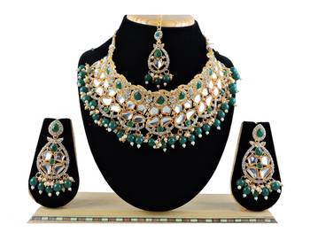 Green designer function wear ad necklace set 1