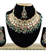 Green designer function wear ad necklace set