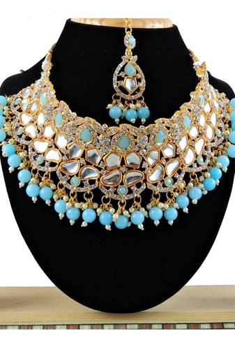 Turquoise designer function wear ad necklace set