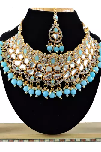 Turquoise designer function wear ad necklace set