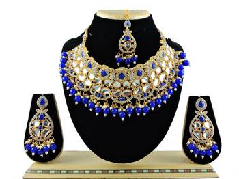 Blue designer function wear ad necklace set 1
