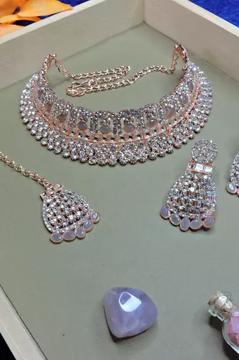 Grey designer function wear ad necklace set