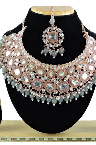 Grey designer function wear ad necklace set