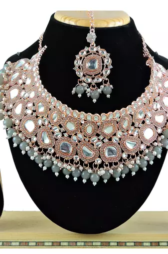 Grey designer function wear ad necklace set