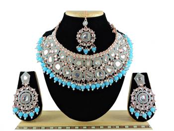 Turquoise designer function wear ad necklace set 1