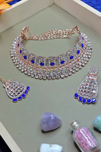 Blue designer function wear ad necklace set