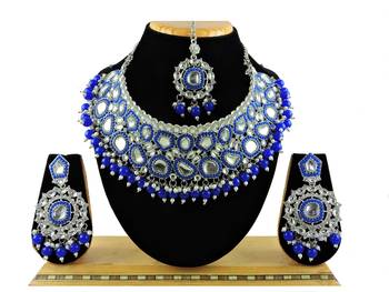 Blue designer function wear ad necklace set 1