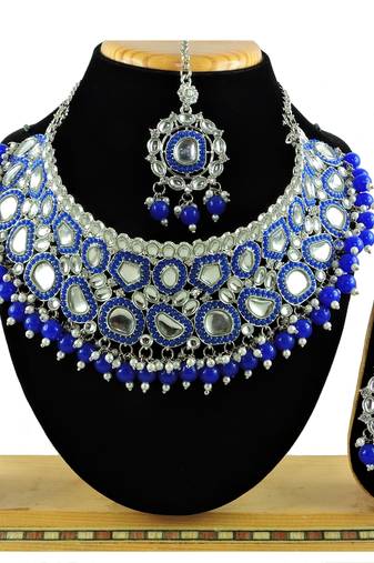 Blue designer function wear ad necklace set