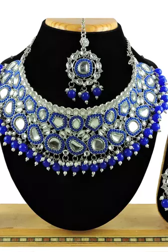 Blue designer function wear ad necklace set