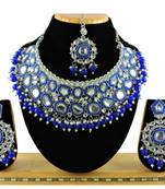 Blue designer function wear ad necklace set