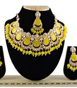 Yellow designer function wear ad necklace set