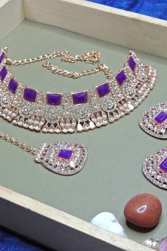 Purple designer function wear ad necklace set