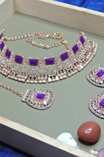 Purple designer function wear ad necklace set