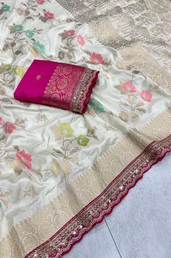White Color Soft Dola Silk Saree