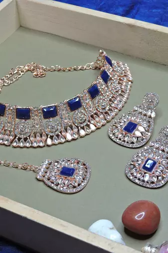 Blue designer function wear ad necklace set