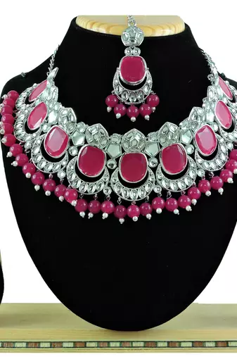 Red designer function wear ad necklace set