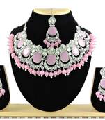 Pink designer function wear ad necklace set