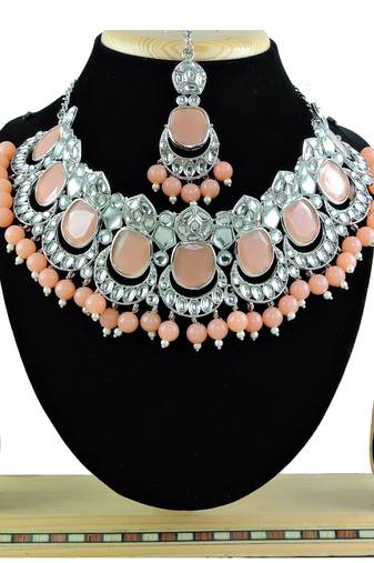 Orange designer function wear ad necklace set