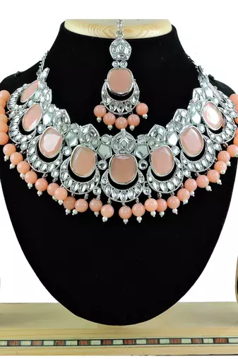 Orange designer function wear ad necklace set
