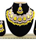Yellow designer function wear ad necklace set