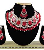 Red designer function wear ad necklace set