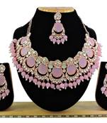 Pink designer function wear ad necklace set